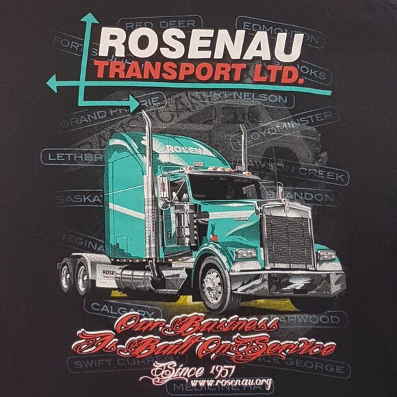 Vintage Tee Shirt ROSENAU TRANSPORT Kenworth Large US L Alberta Saskatchewan BC - Picture 7 of 16